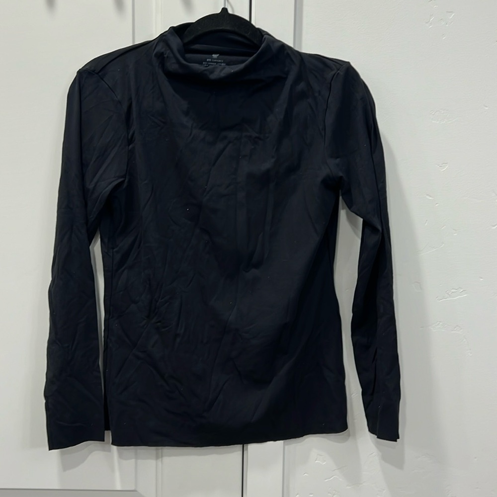 UBRAS Women's Mock Neck Long Sleeve T-Shirt Size XL In Black